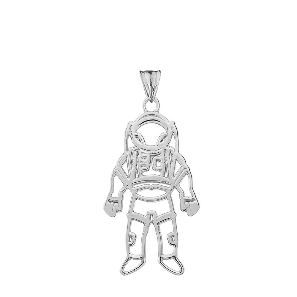 Astronaut Pendant Necklace In Sterling Silver, view 2