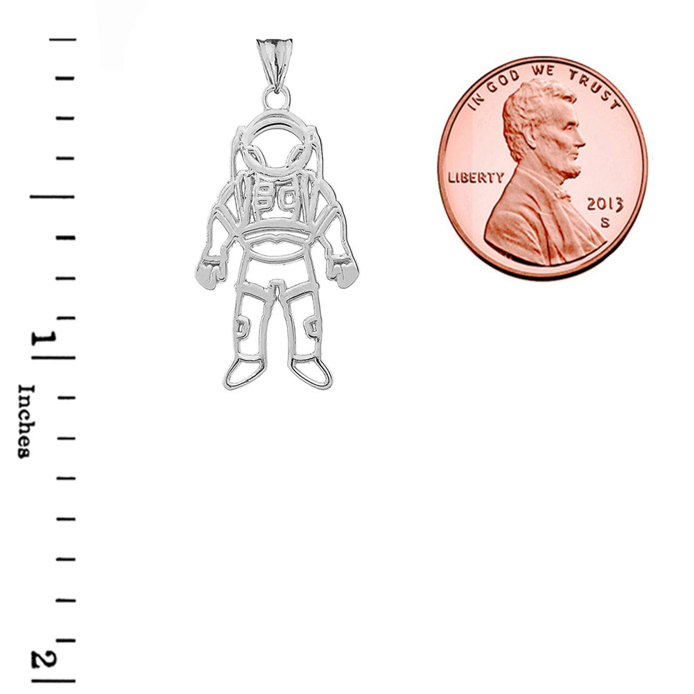 Astronaut Pendant Necklace In Sterling Silver, view 3