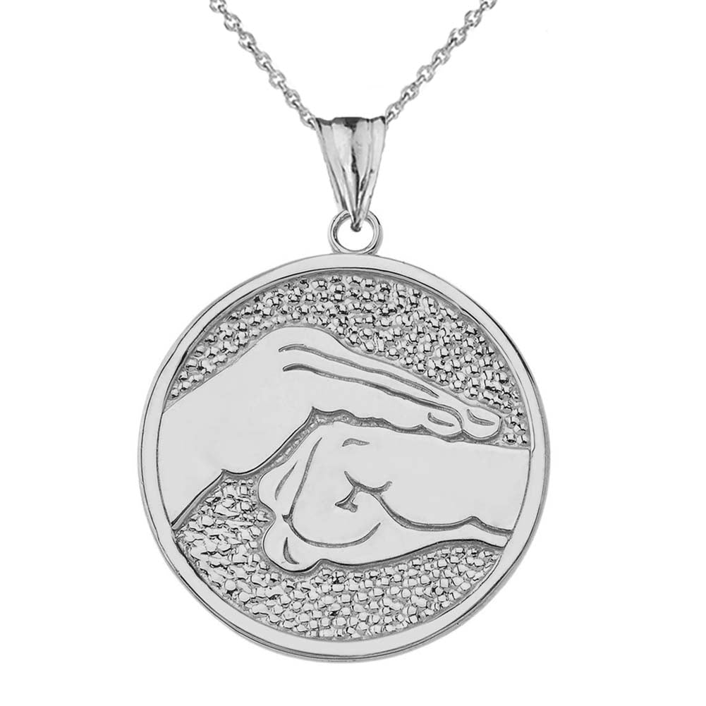 Bao Quan Martial Arts Hand Symbol Pendant Necklace In Sterling Silver