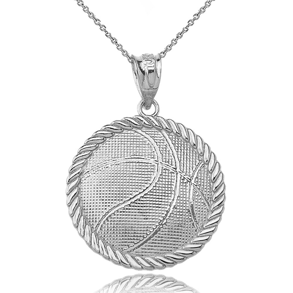 Basketball Pendant Necklace in Sterling Silver