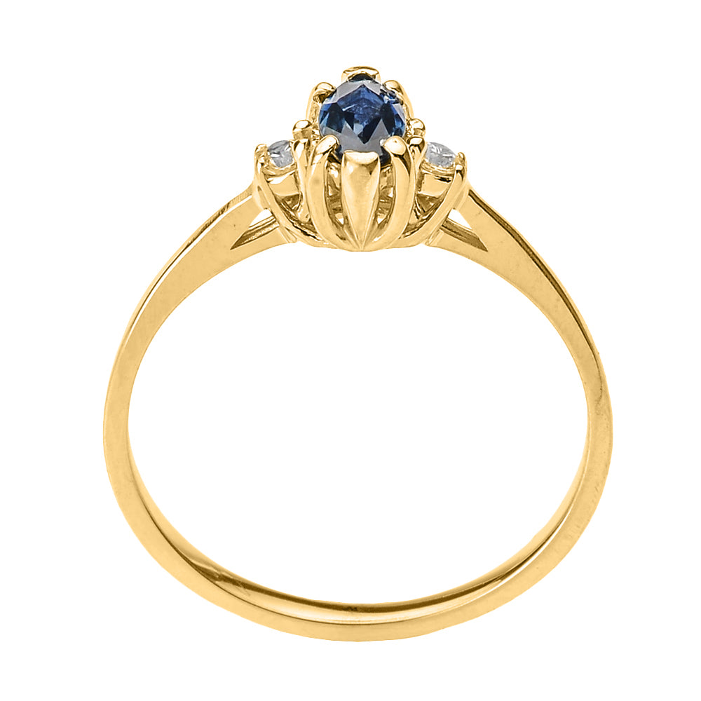 Beautiful Gold Diamond and Sapphire Proposal and Birthstone Ring, view 2