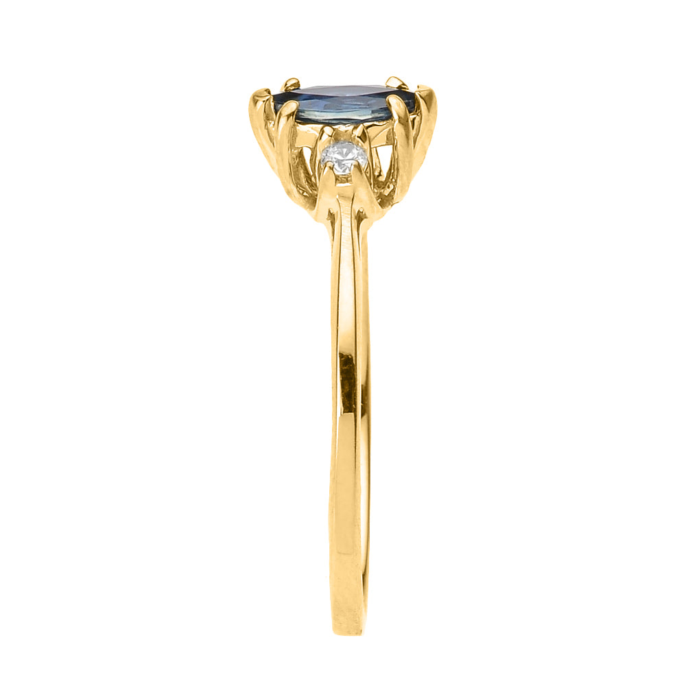 Beautiful Gold Diamond and Sapphire Proposal and Birthstone Ring, view 3