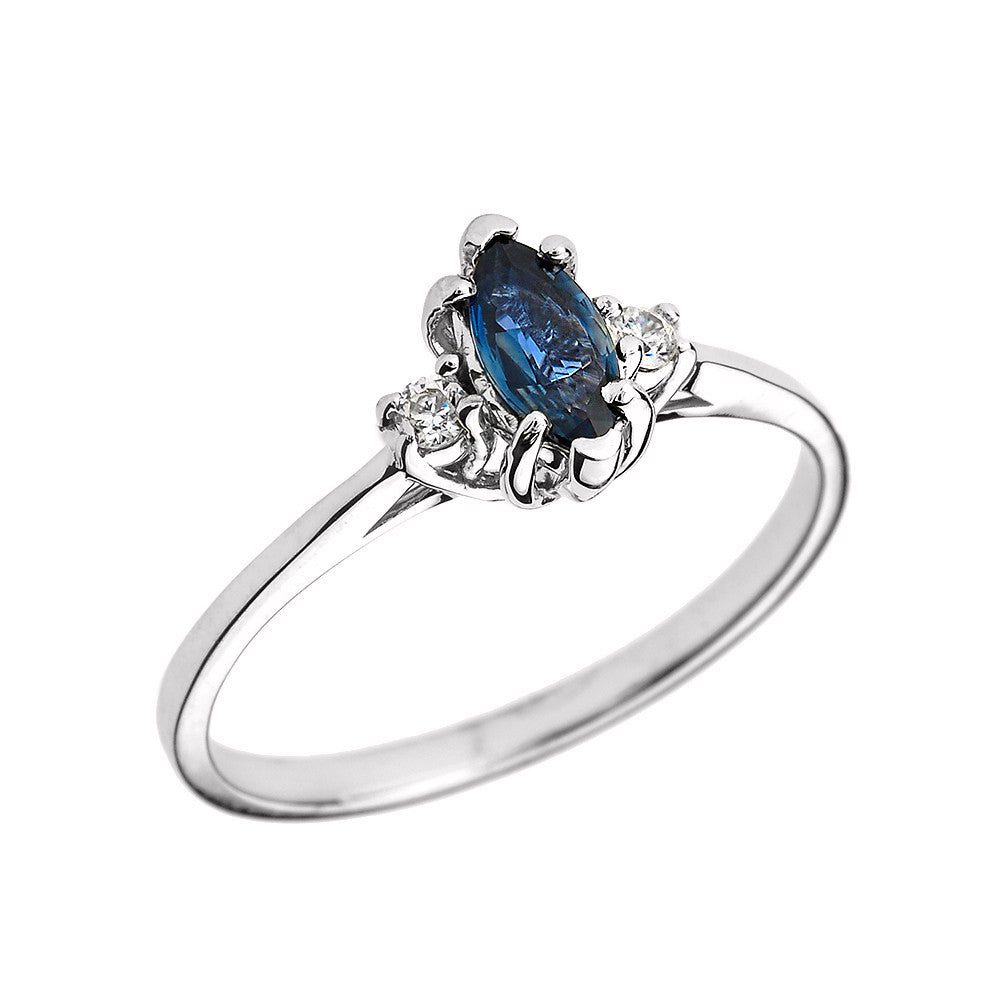 Beautiful Gold Diamond and Sapphire Proposal and Birthstone Ring, view 4