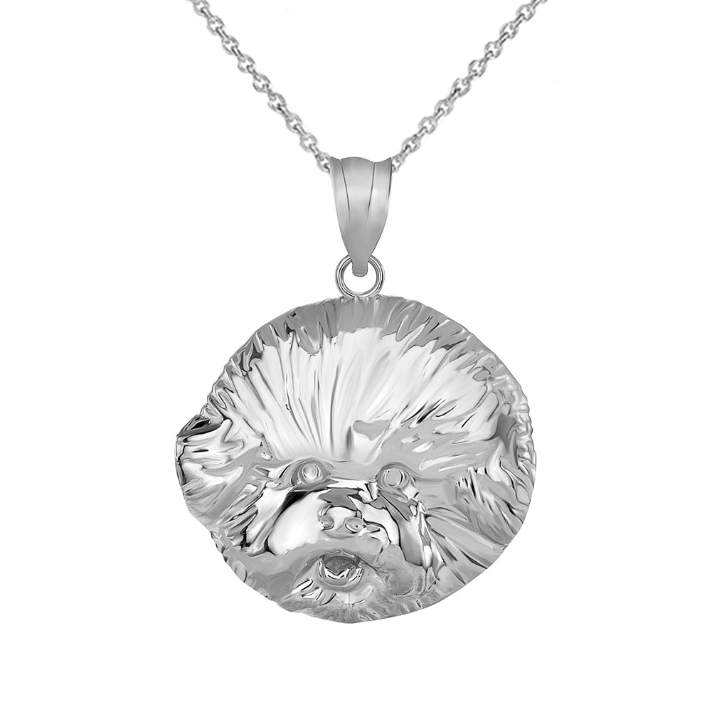 Bichon Frise Dog Head Pendant Necklace in Sterling Silver