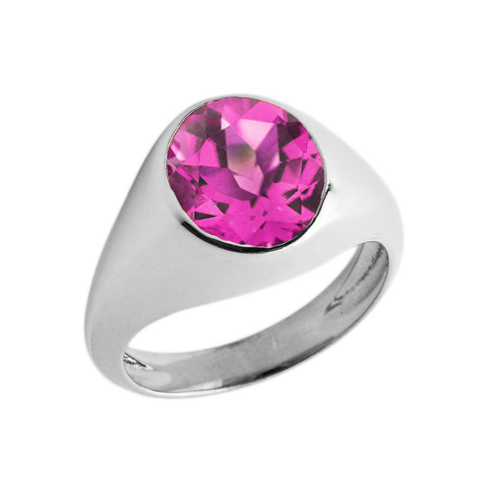 Birthstone Gentleman's Pinky Ring in Sterling Silver, view 4