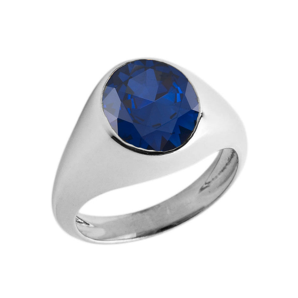Birthstone Gentleman's Pinky Ring in Sterling Silver, view 5
