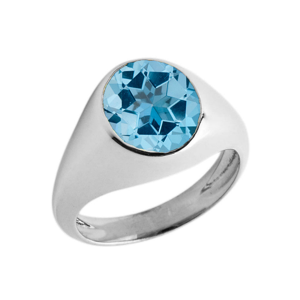 Birthstone Gentleman's Pinky Ring in Sterling Silver, view 6