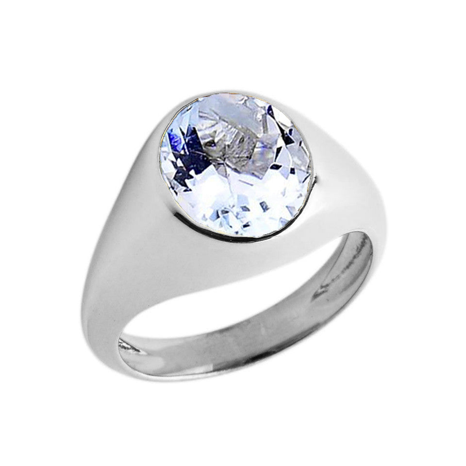 Birthstone Gentleman's Pinky Ring in Sterling Silver, view 7