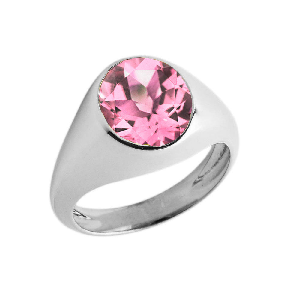 Birthstone Gentleman's Pinky Ring in Sterling Silver, view 8