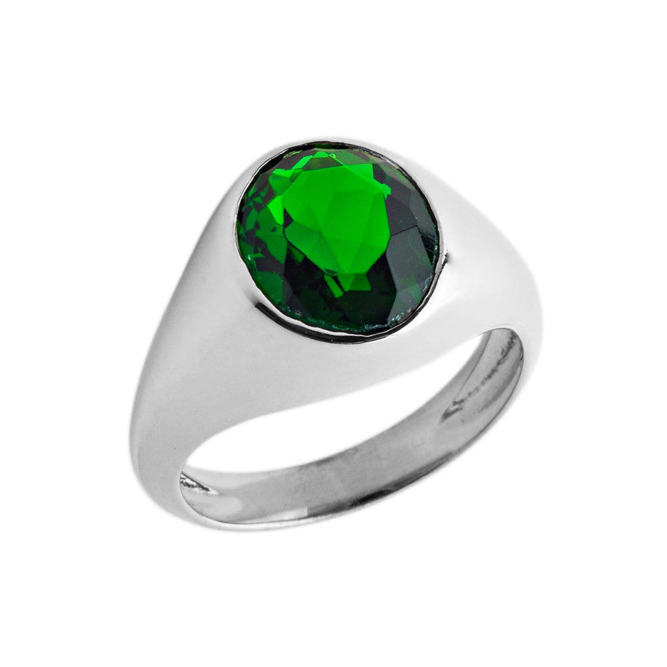 Birthstone Gentleman's Pinky Ring in Sterling Silver, view 9