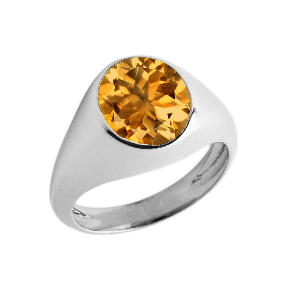 Birthstone Gentleman's Pinky Ring in Sterling Silver, view 10
