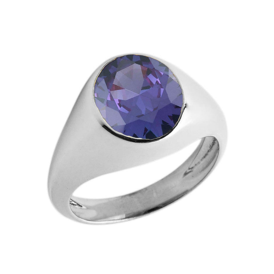 Birthstone Gentleman's Pinky Ring in Sterling Silver, view 13