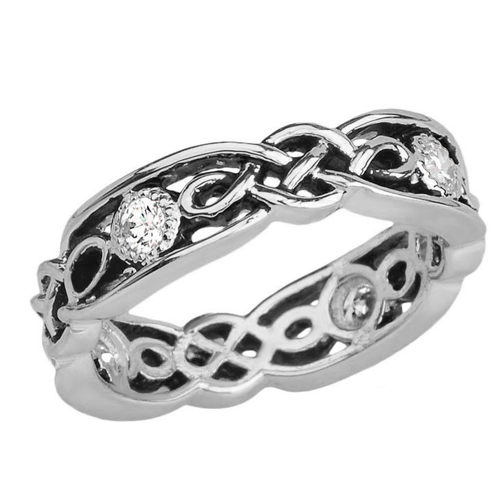 Black and Sterling Silver Vintage Celtic Wedding Band