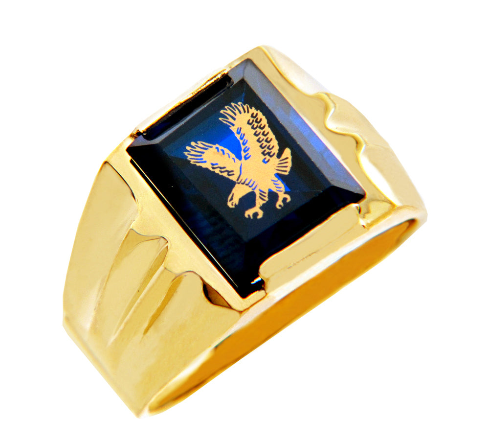 Blue Stone Eagle Gold Ring