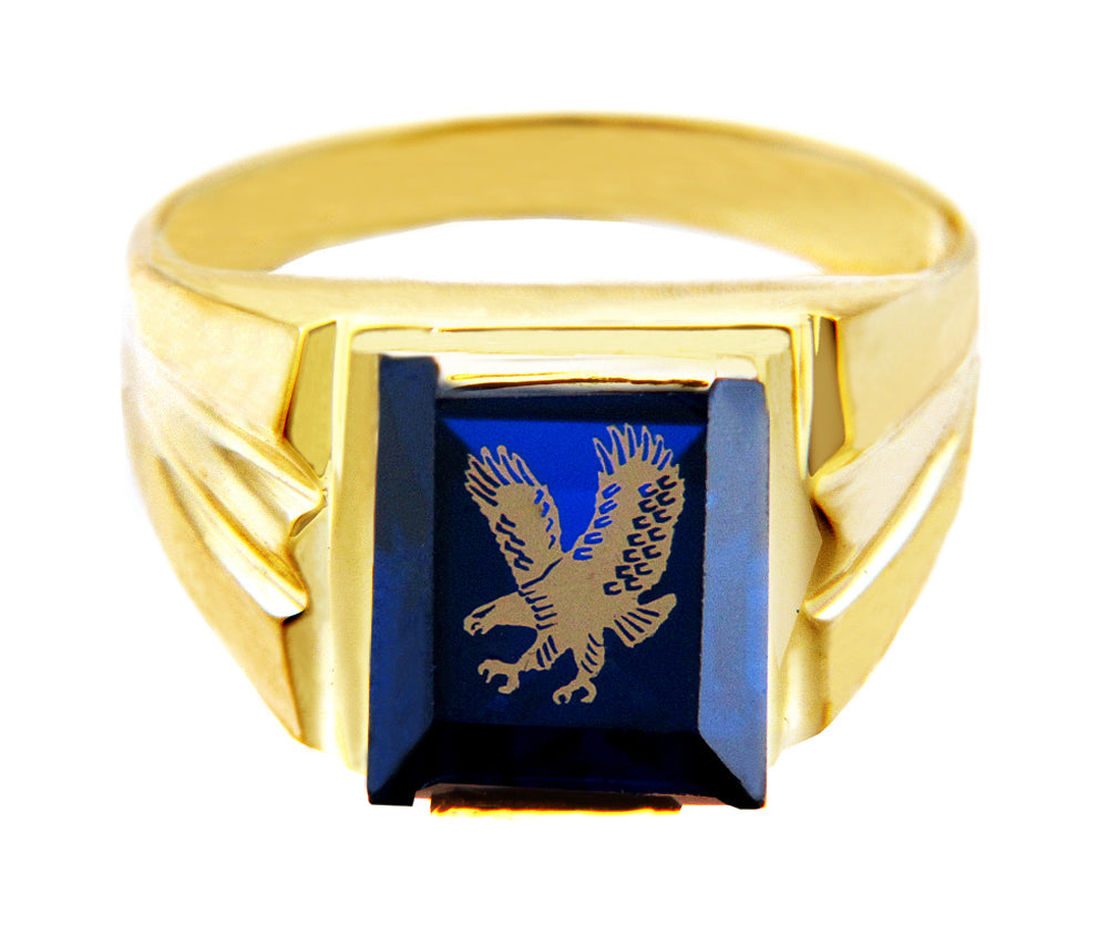 Blue Stone Eagle Gold Ring, view 2