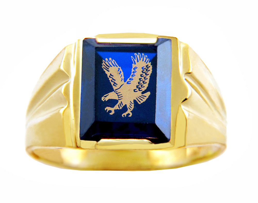 Blue Stone Eagle Gold Ring, view 3