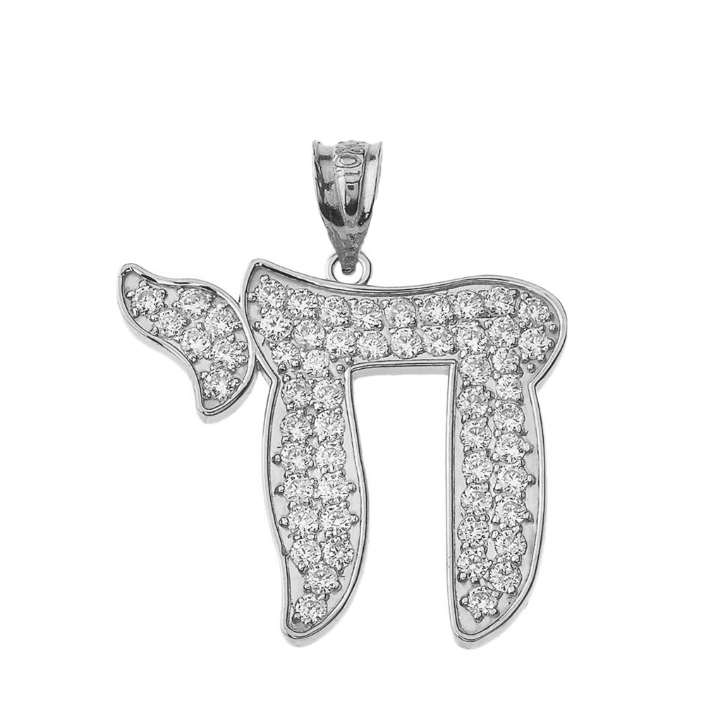 Bold Chic Chai Pendant Necklace in Sterling Silver (1.1"), view 2