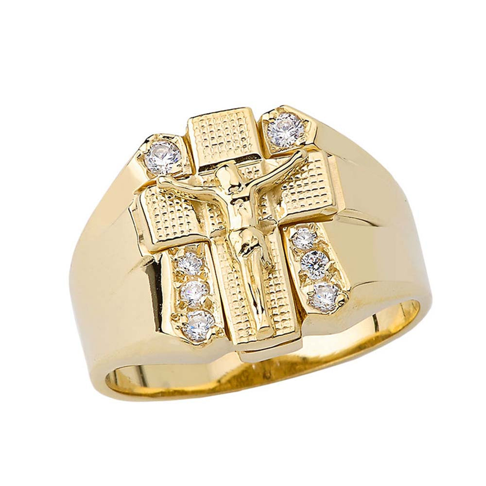 Bold Crucifix Ring in Yellow Gold