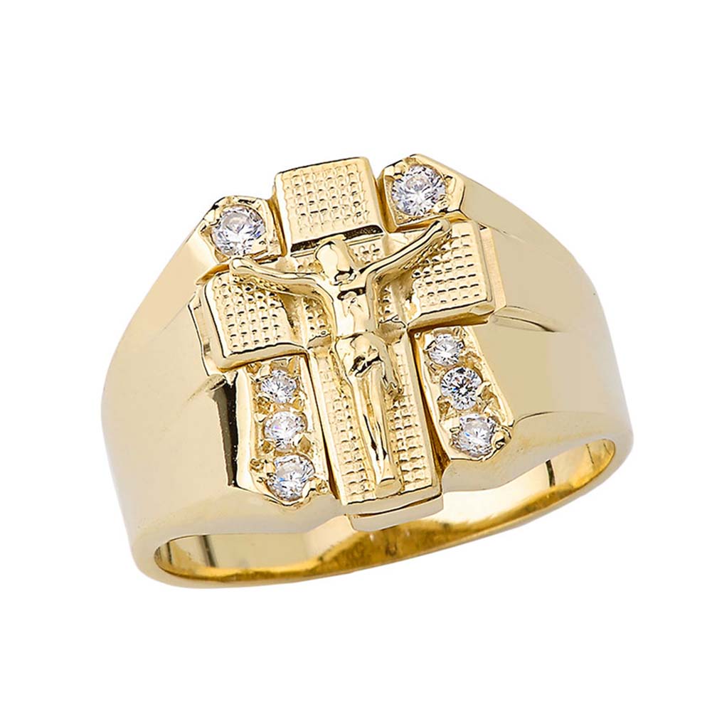 Bold Crucifix Ring in Yellow Gold