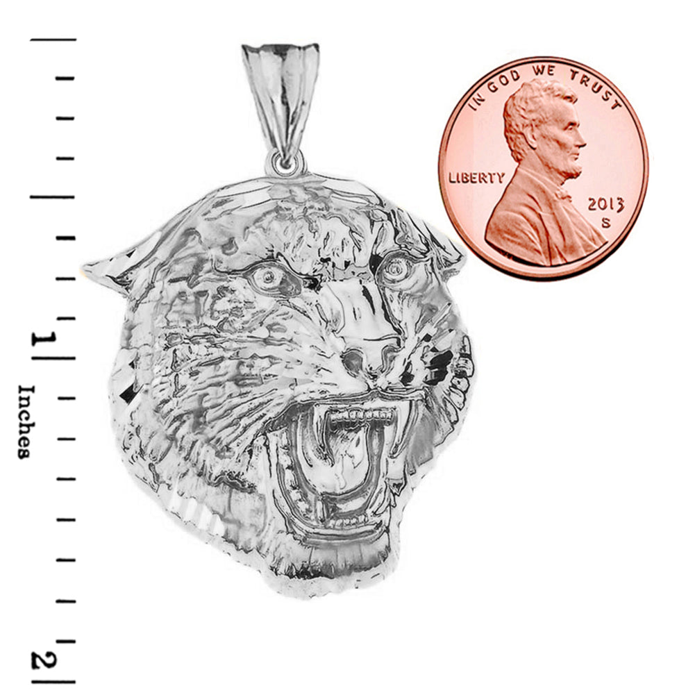 Bold Jaguar Statement Pendant Necklace in Sterling Silver (Large), view 3