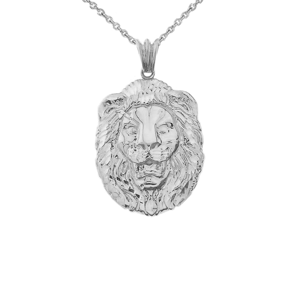 Bold Lion Statement Pendant Necklace in Sterling Silver (Medium)