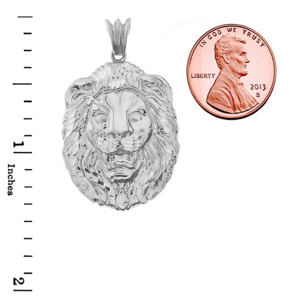 Bold Lion Statement Pendant Necklace in Sterling Silver (Medium), view 3