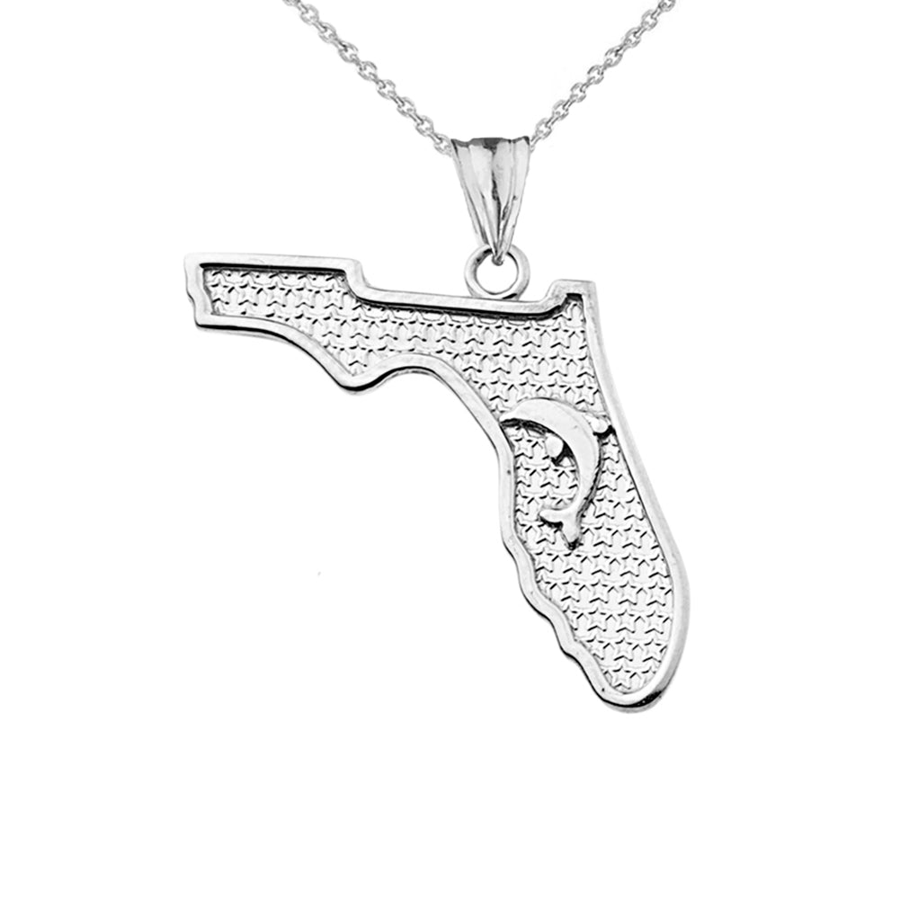 BottleNose Dolphins Florida Pendant Necklace in Sterling Silver