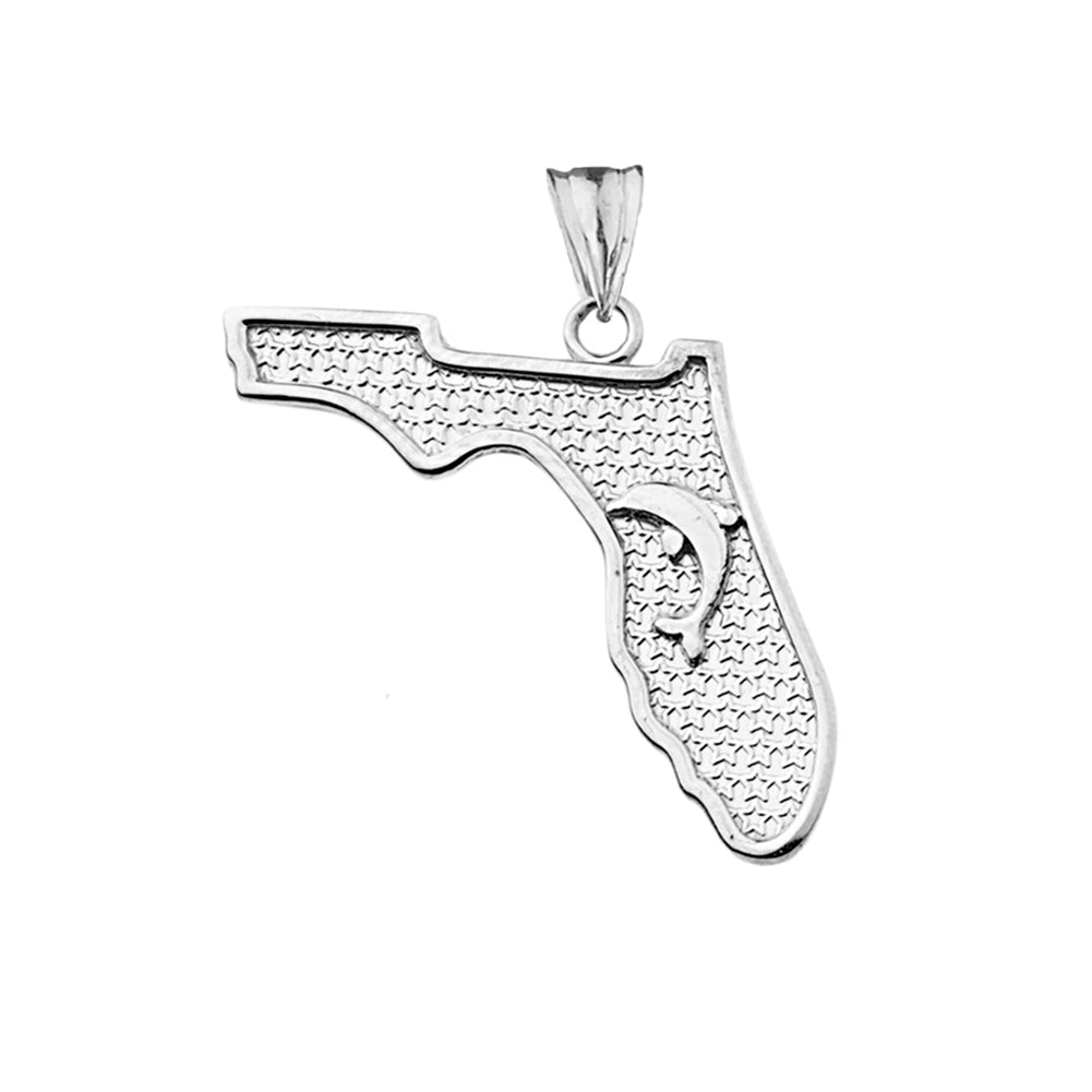 BottleNose Dolphins Florida Pendant Necklace in Sterling Silver, view 2
