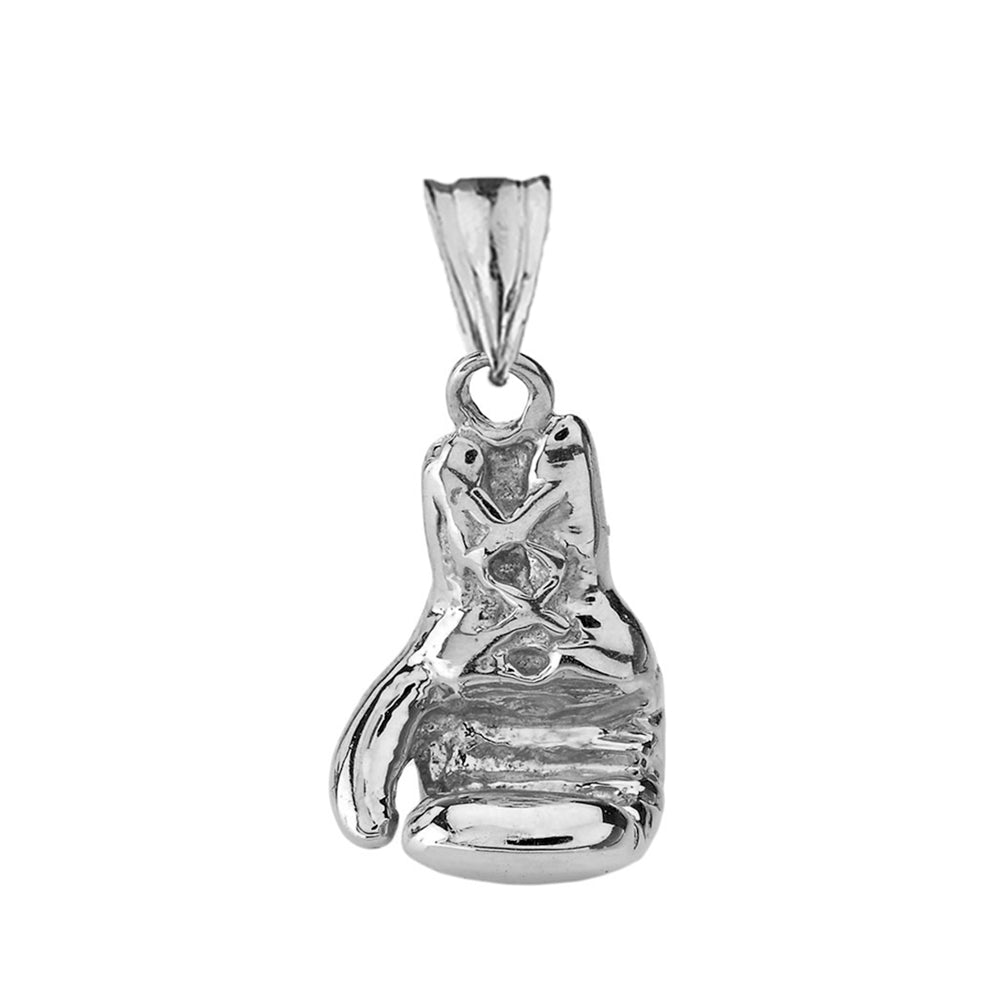 Boxing Glove Pendant Necklace in Sterling Silver, view 2
