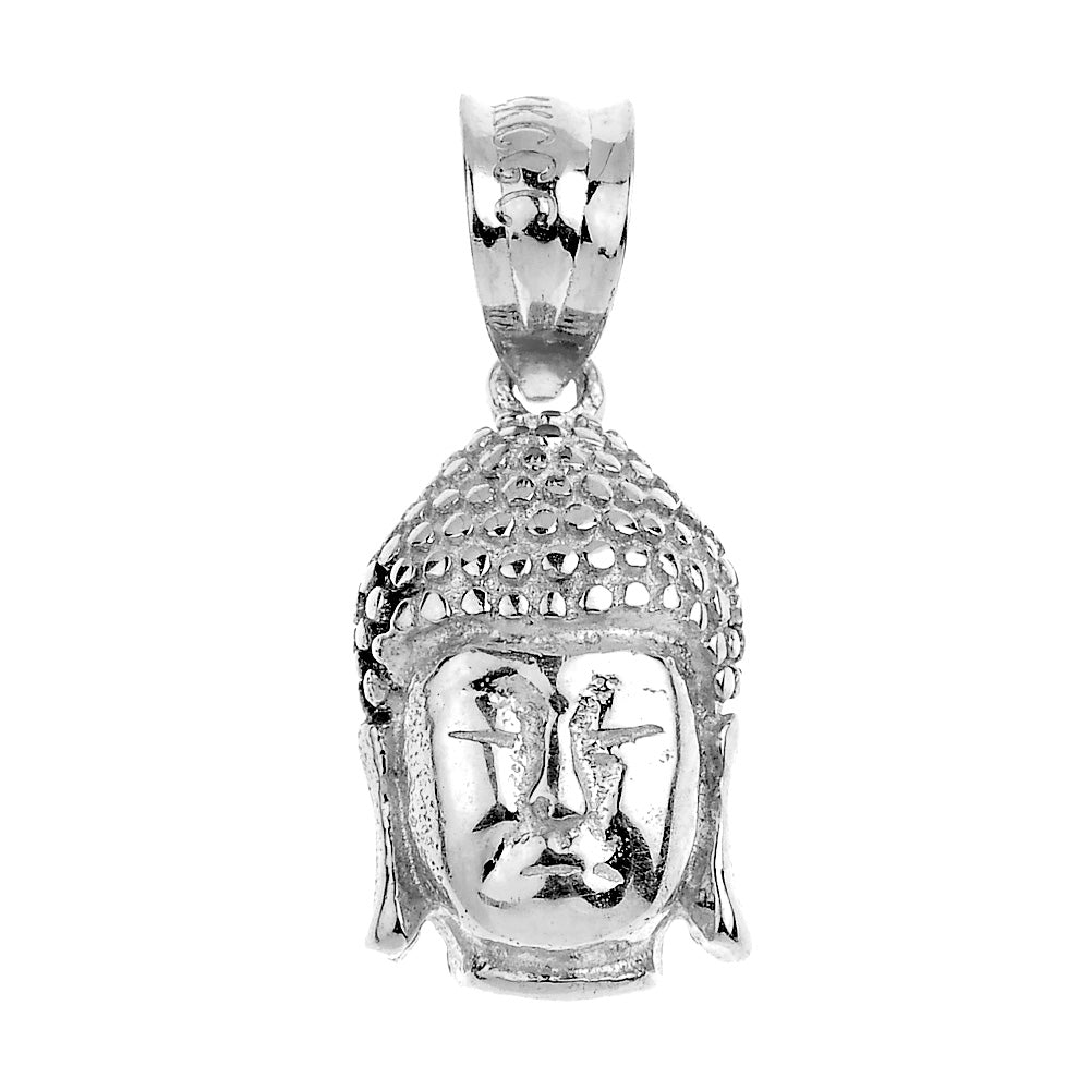 Buddha Head Pendant Necklace in Sterling Silver, view 2