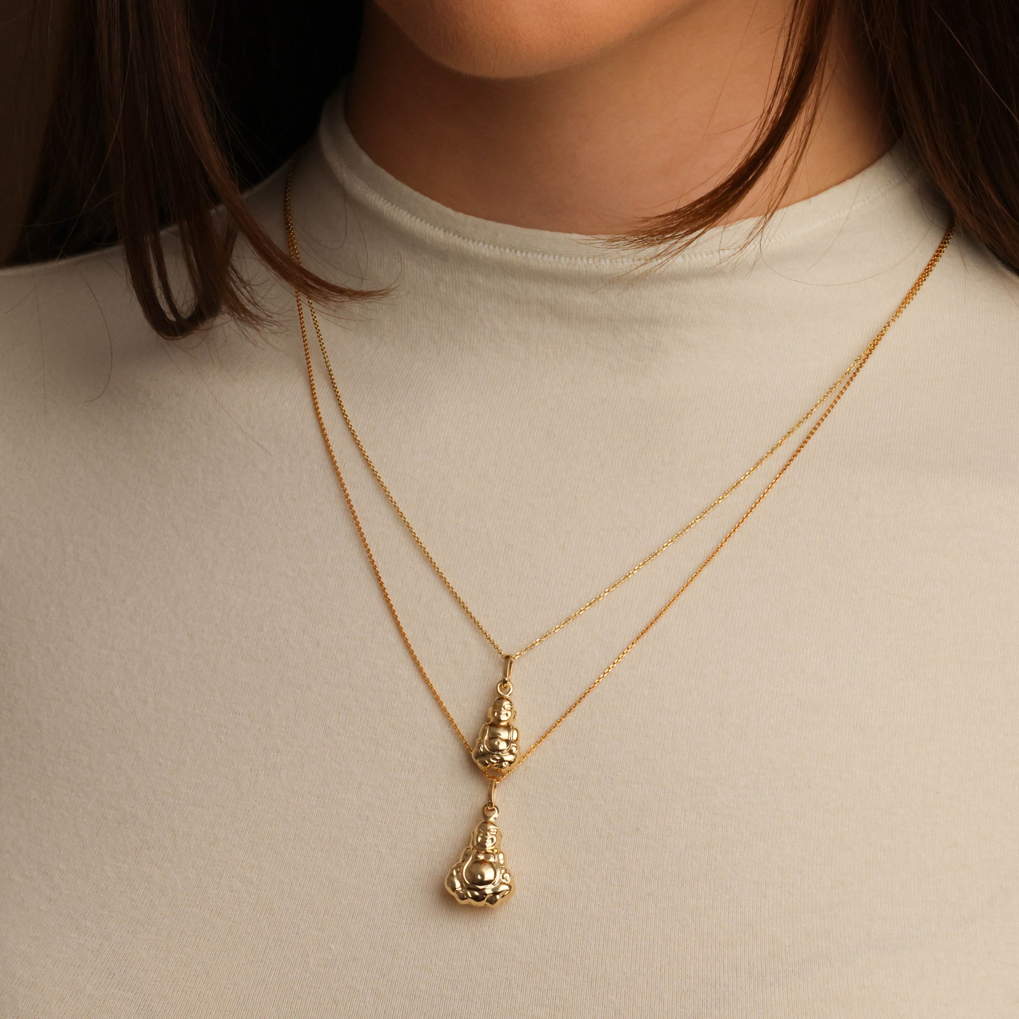 Buddha Necklace in 14K Gold, view 2