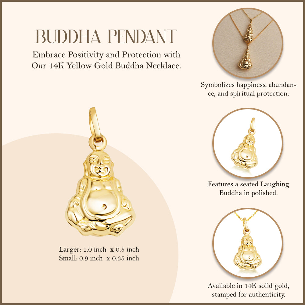 Buddha Necklace in 14K Gold, view 4