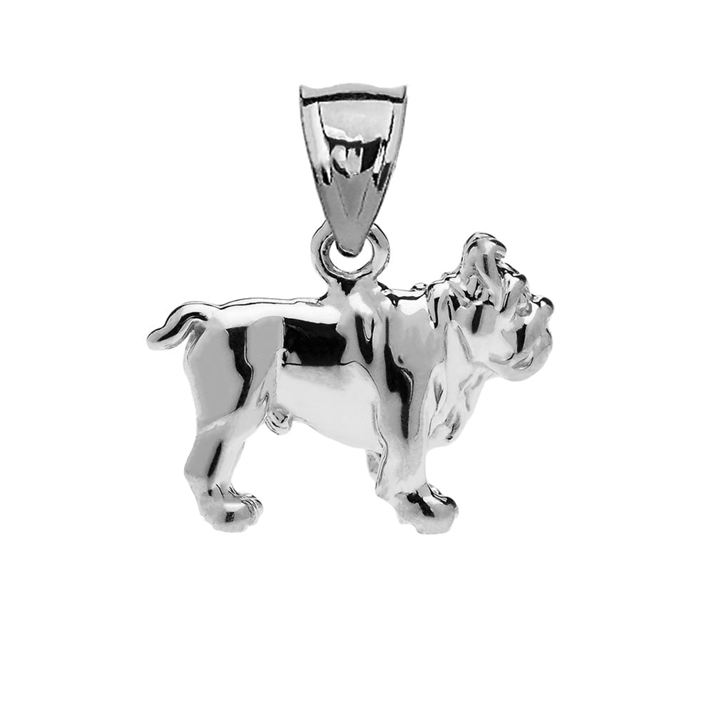 Bulldog Pendant Necklace in Sterling Silver, view 2