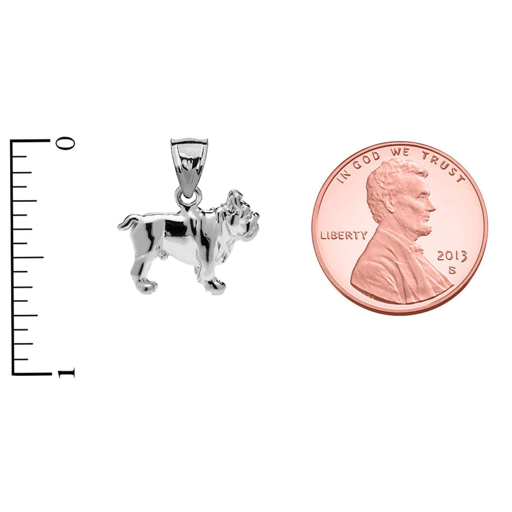 Bulldog Pendant Necklace in Sterling Silver, view 3