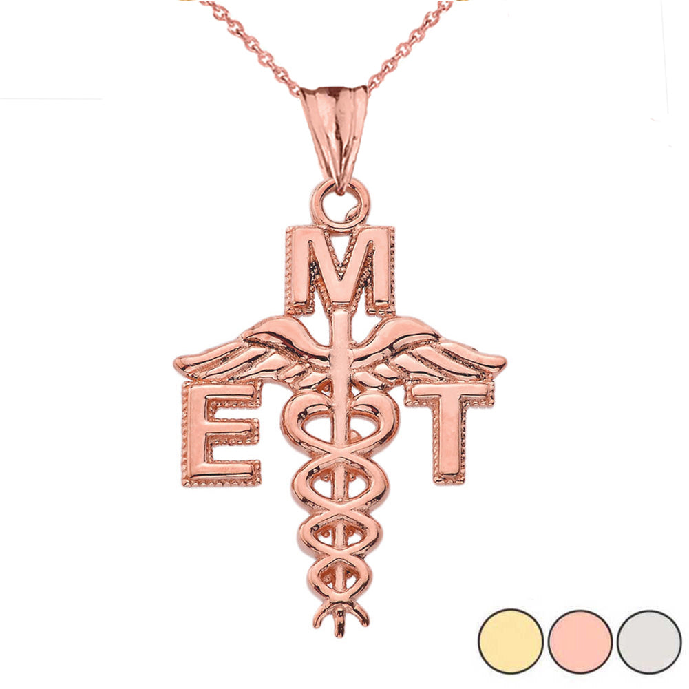 Caduceus EMT Pendant Necklace in Gold, view 2