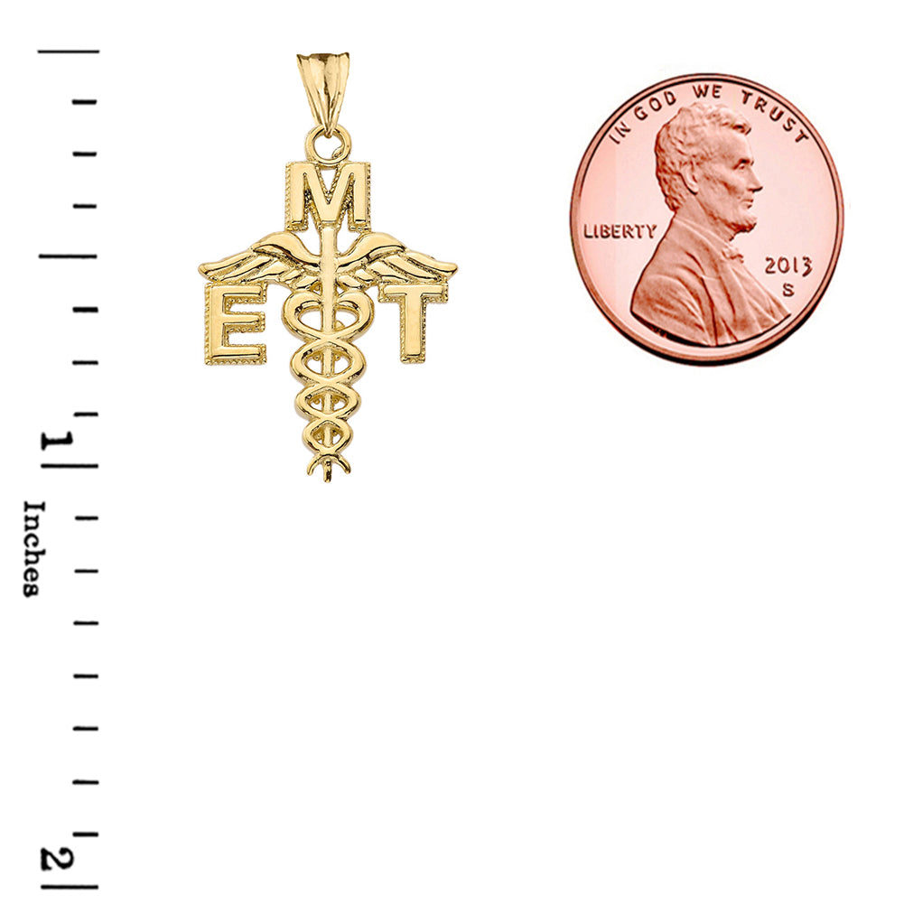 Caduceus EMT Pendant Necklace in Gold, view 4
