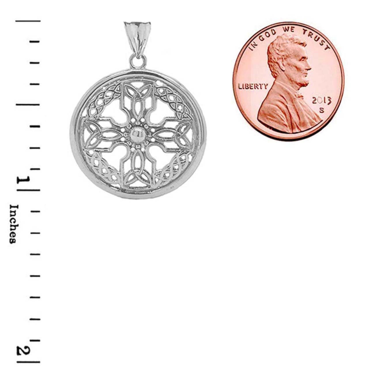 Celtic Knot Cross Shield Pendant Necklace in Sterling Silver (Large), view 3