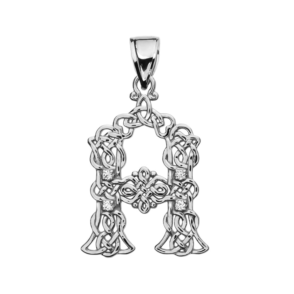Celtic Knot Initial Pendant Necklace in Sterling Silver (A-Z), view 2