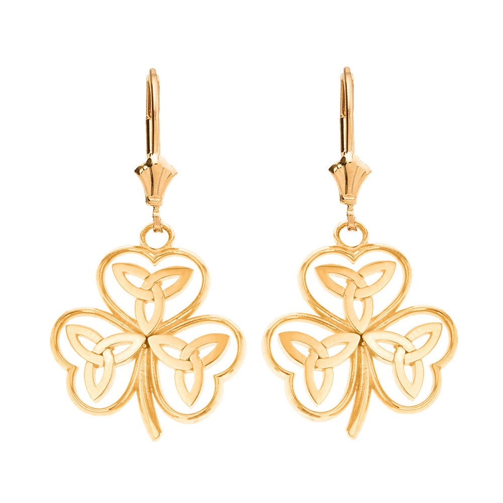 Celtic Trinity Knot Shamrock Drop Earring Set