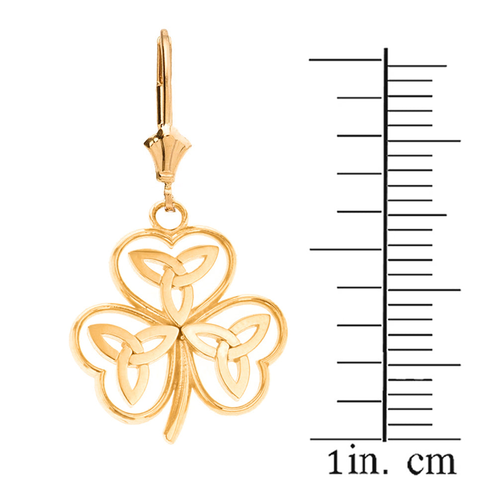 Celtic Trinity Knot Shamrock Drop Earring Set, view 2