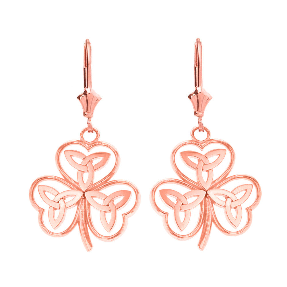 Celtic Trinity Knot Shamrock Drop Earring Set, view 3