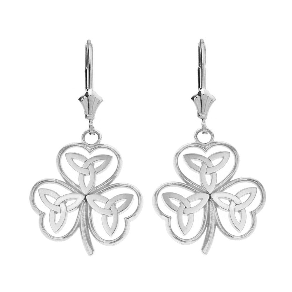 Celtic Trinity Knot Shamrock Drop Earring Set, view 4