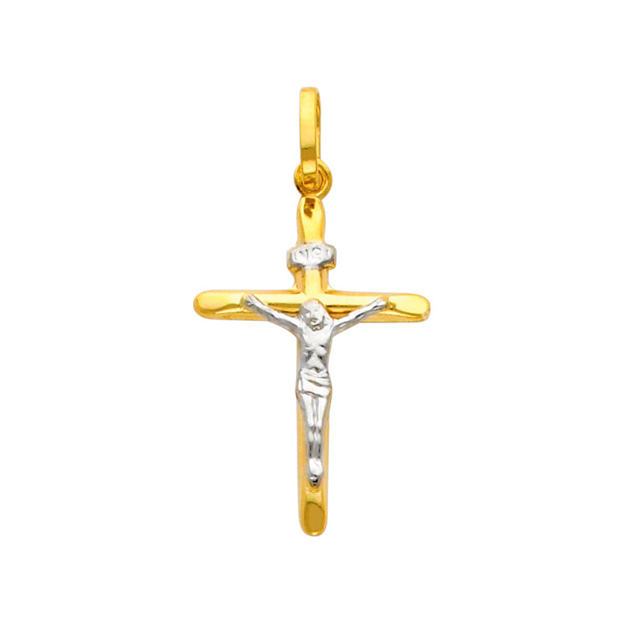 Charming 14K Gold Two-Tone Crucifix