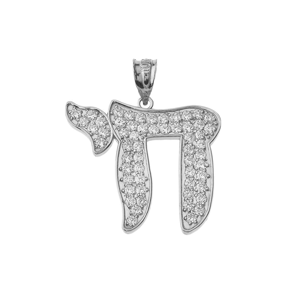 Chic Chai Pendant Necklace in Sterling Silver (0.9")