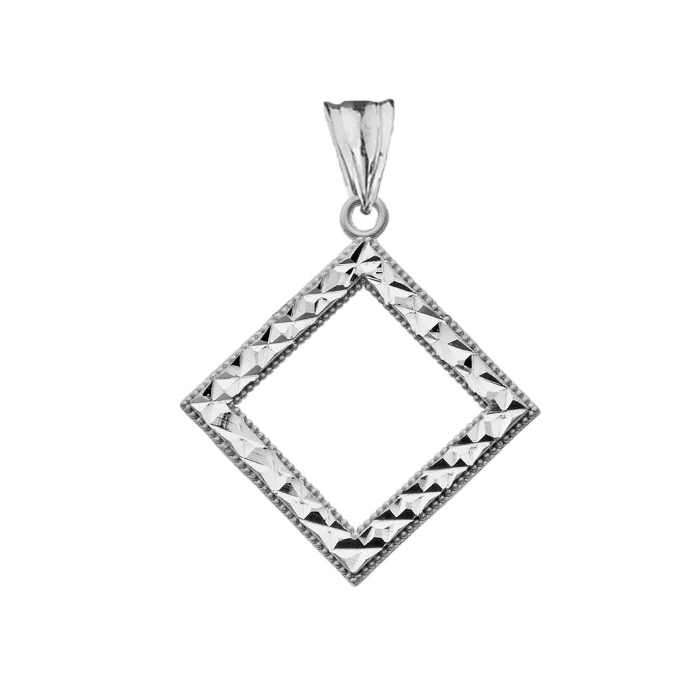 Chic Diamond Shape Pendant Necklace in Sterling Silver, view 2