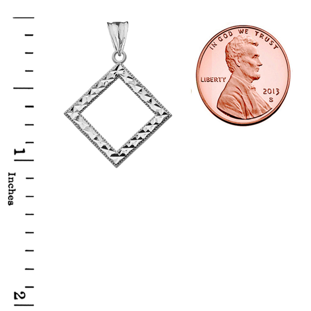 Chic Diamond Shape Pendant Necklace in Sterling Silver, view 3