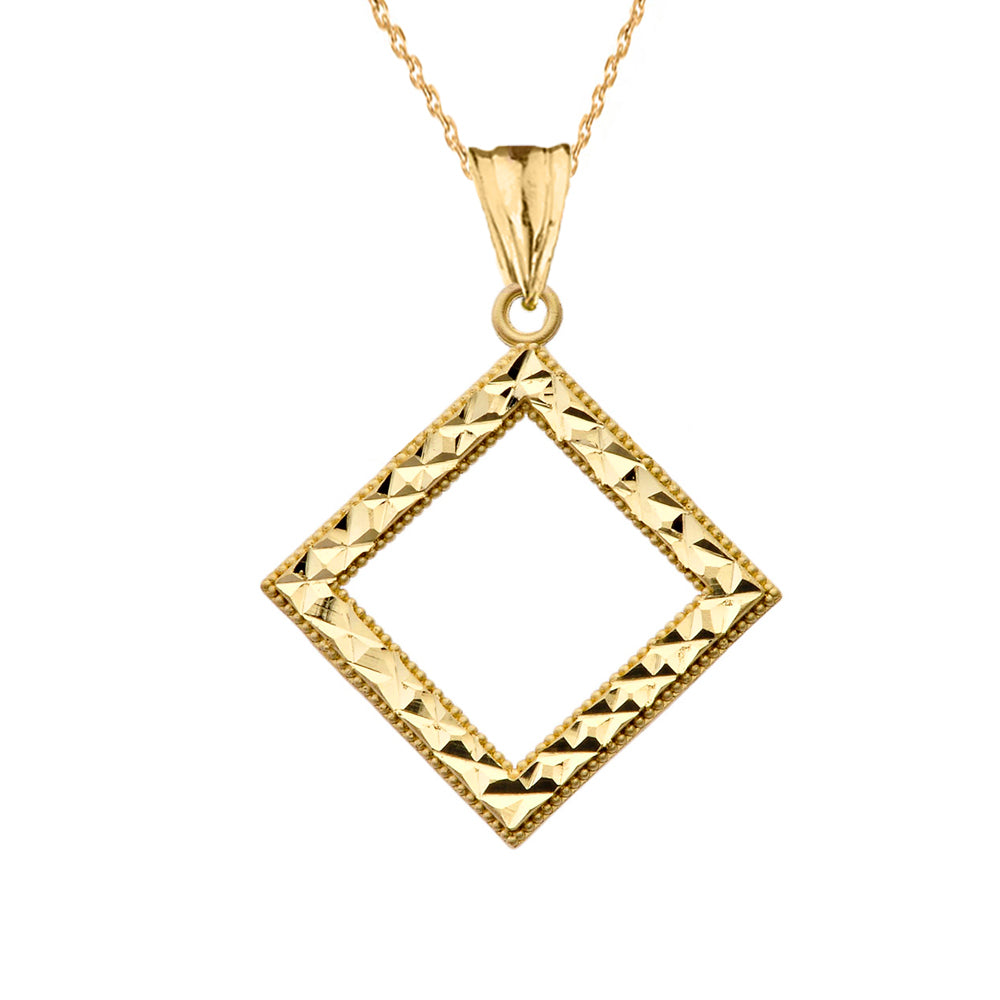 Chic Diamond Shape Pendant Necklace in Yellow Gold