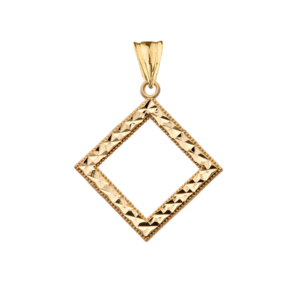 Chic Diamond Shape Pendant Necklace in Yellow Gold, view 2