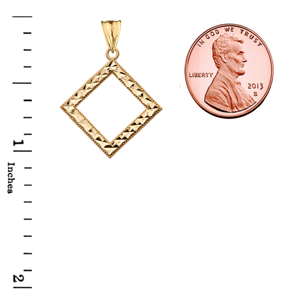 Chic Diamond Shape Pendant Necklace in Yellow Gold, view 3