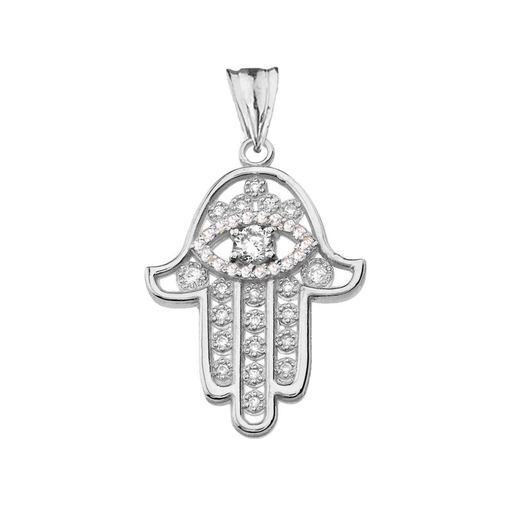 Chic Hamsa Evil Eye Pendant Necklace in Gold, view 8